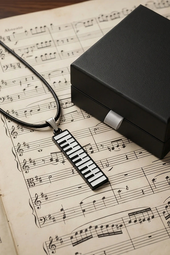 Black and White Piano Key Vertical Necklace