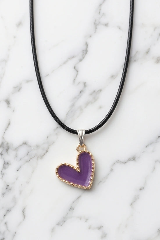 Whimsical Purple Heart Pendant