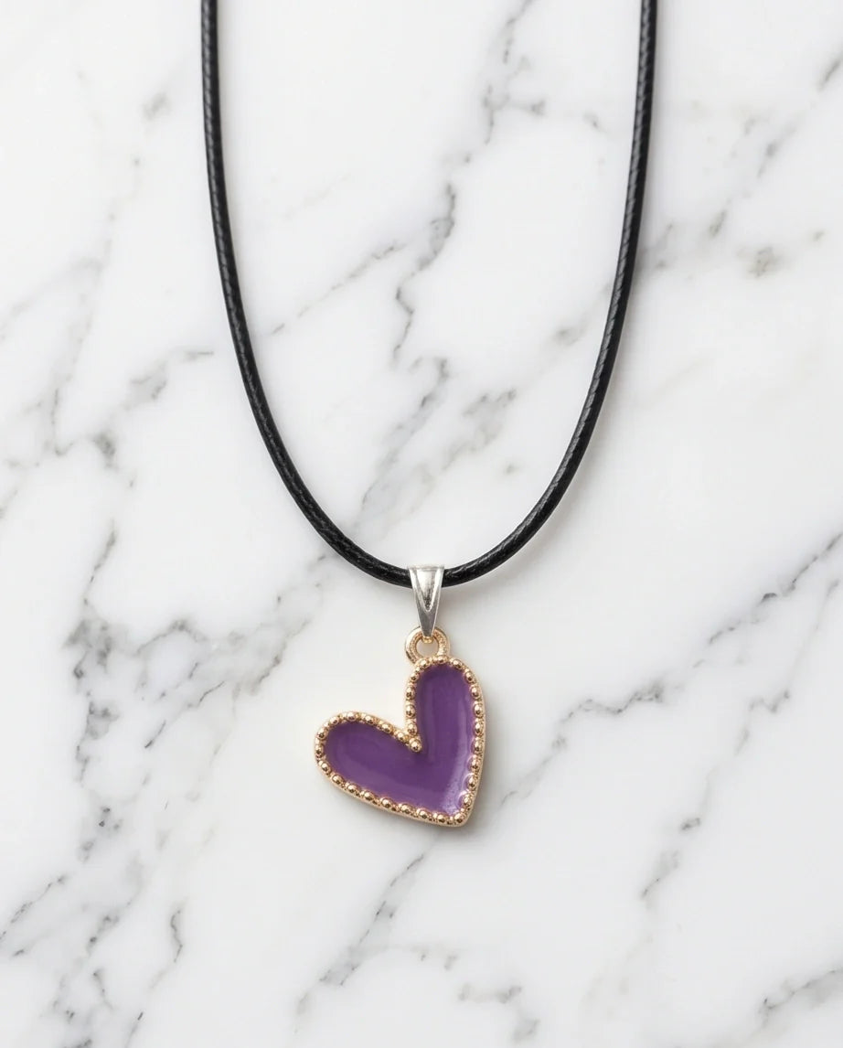 Whimsical Purple Heart Pendant