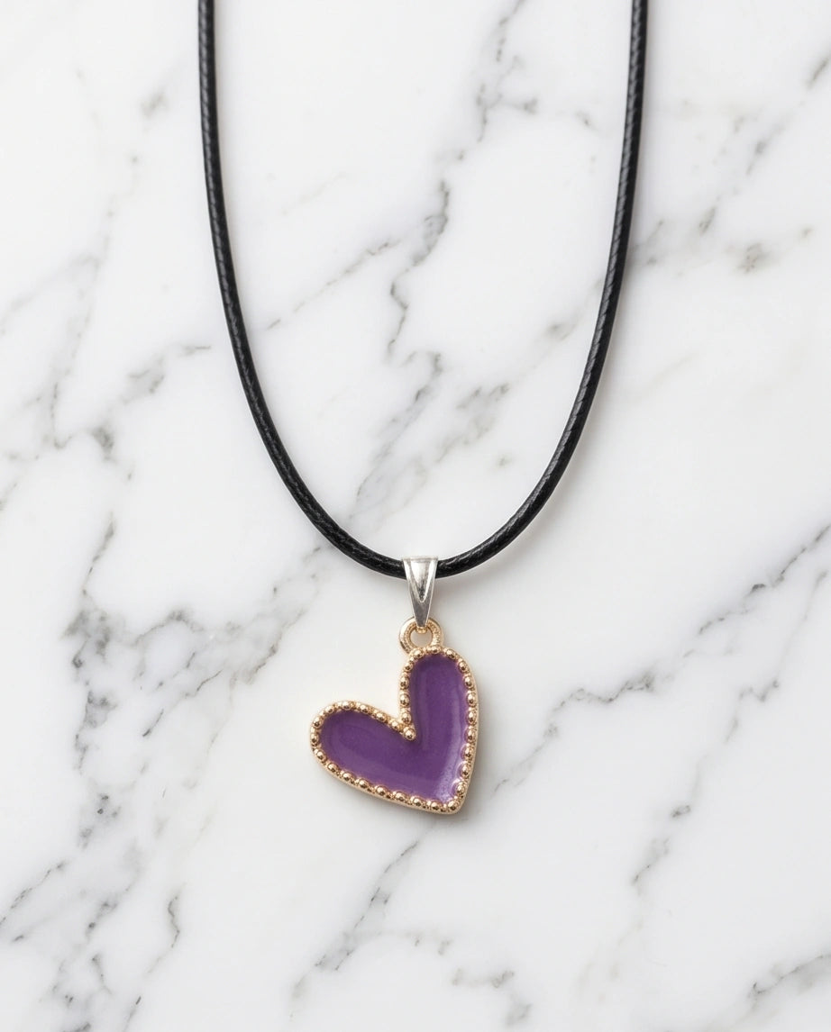 Whimsical Purple Heart Pendant