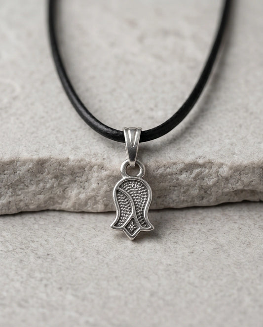 Silver Vintage Textured Tulip Necklace