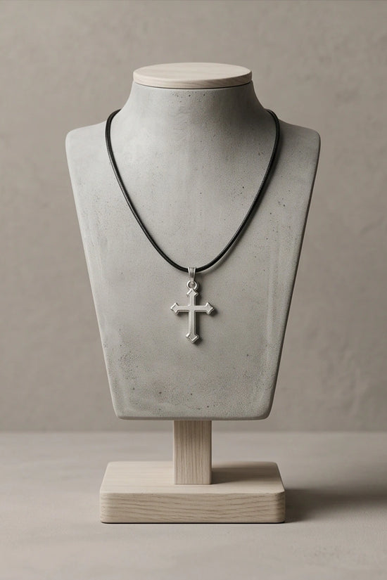 Silver Gothic Flared Cross Necklace