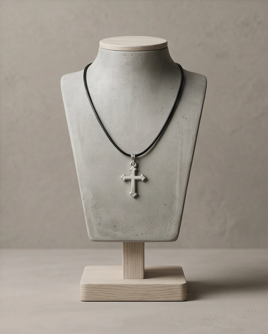 Silver Gothic Flared Cross Necklace