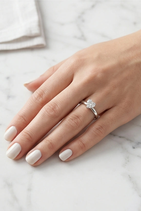 Sterling Silver Heart-Cut Moissanite Solitaire Ring