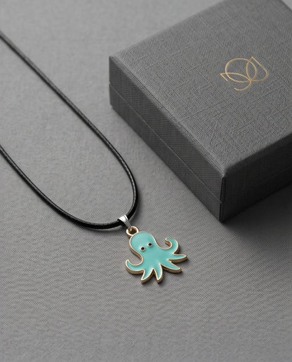 Gold and Turquoise Octopus Pendant Necklace
