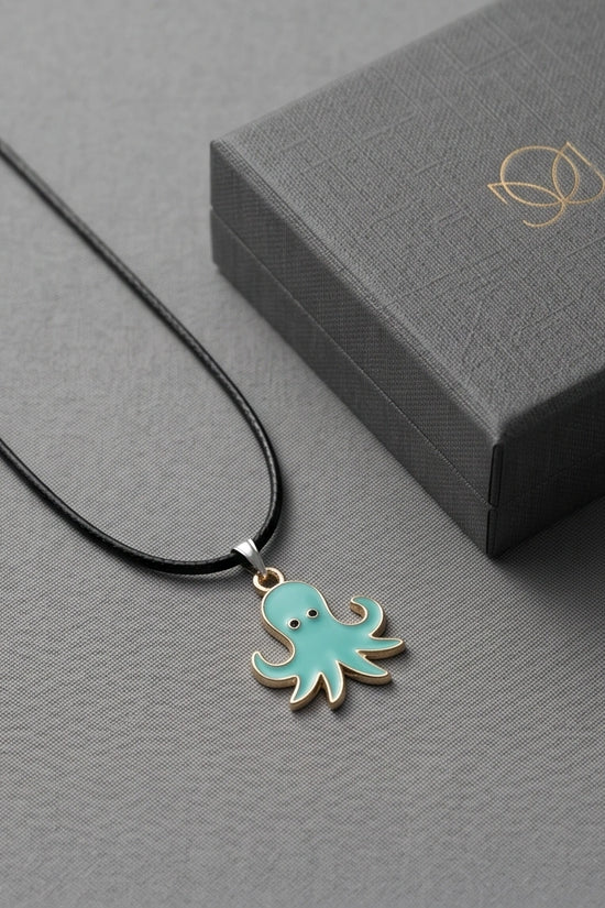 Gold and Turquoise Octopus Pendant Necklace