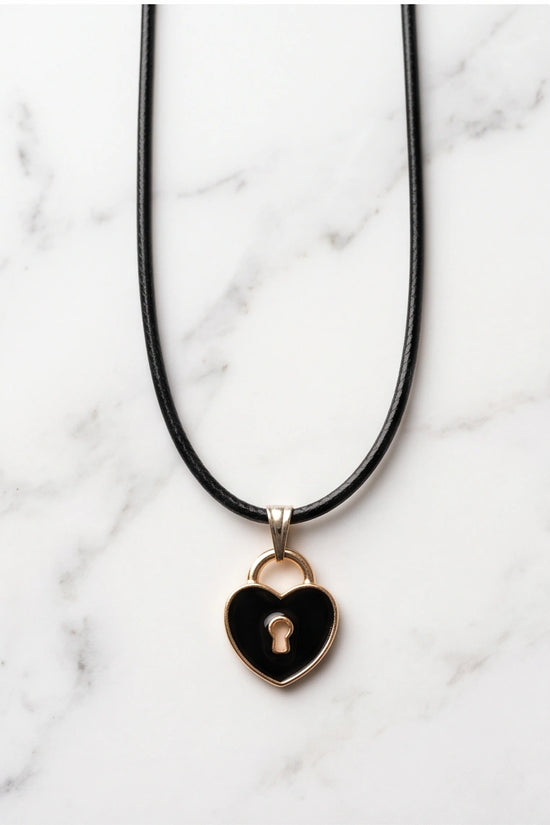 Gold Heart Padlock Pendant Necklace