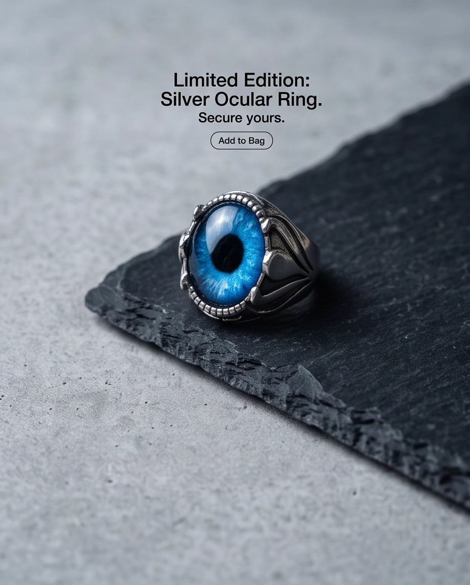 Sapphire Blue Evil Eye Cabochon Prong-Set Silver Ring