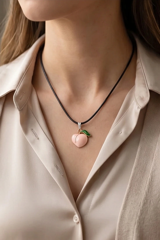 Sweet Peach Enamel Pendant Necklace