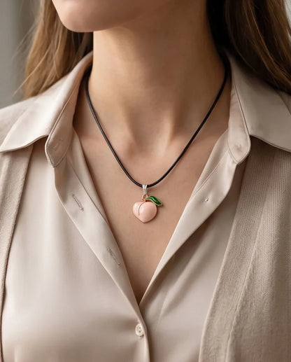 Sweet Peach Enamel Pendant Necklace