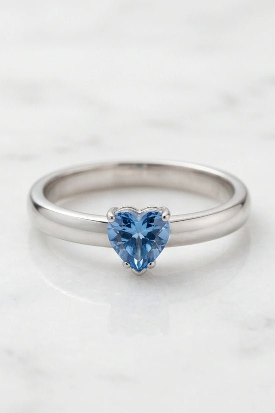 Sterling Silver Heart-Cut Blue Topaz Solitaire Ring