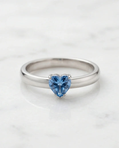 Sterling Silver Heart-Cut Blue Topaz Solitaire Ring