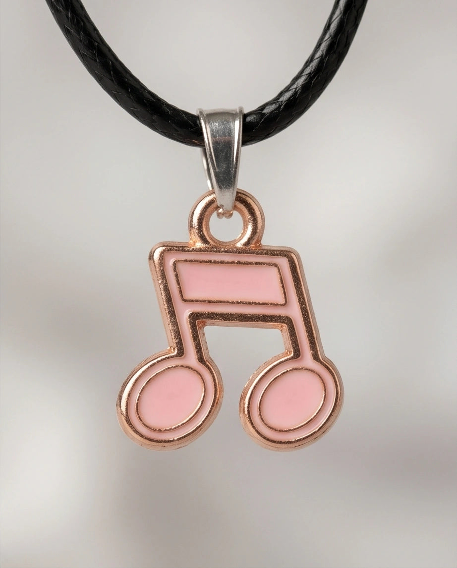 Rose Gold Pink Sixteenth Note Necklace