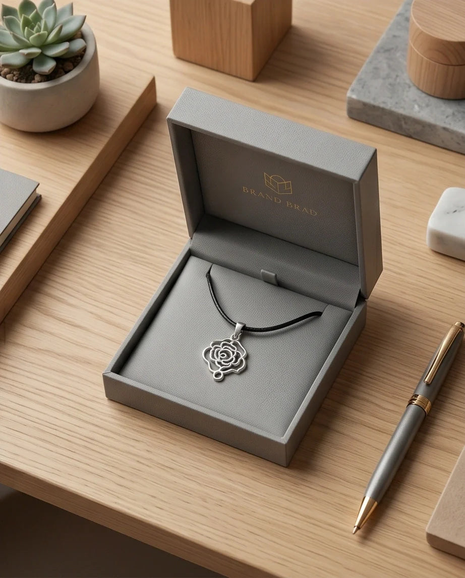 Silver Cutout Rose Pendant Necklace