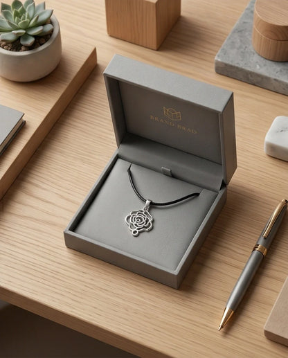 Silver Cutout Rose Pendant Necklace