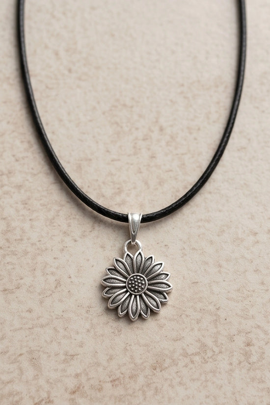 Silver Sunflower Pendant Necklace