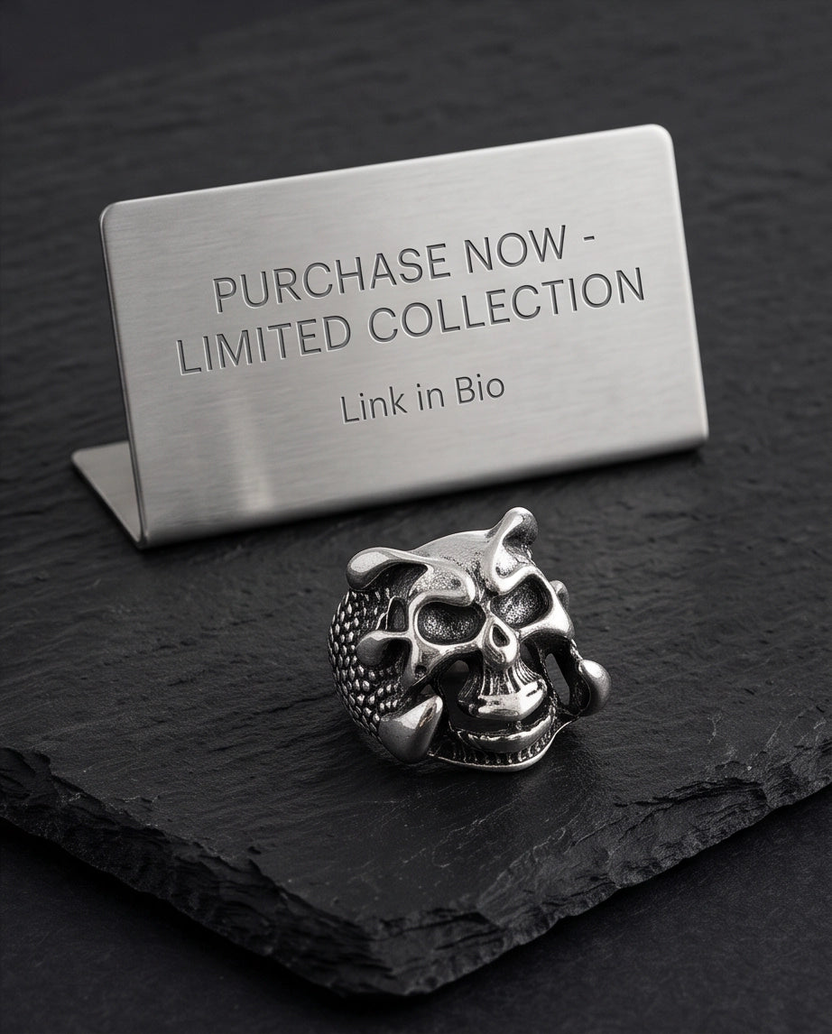 Openwork Cloned Jaw Anatomical Skull Silver Ring
