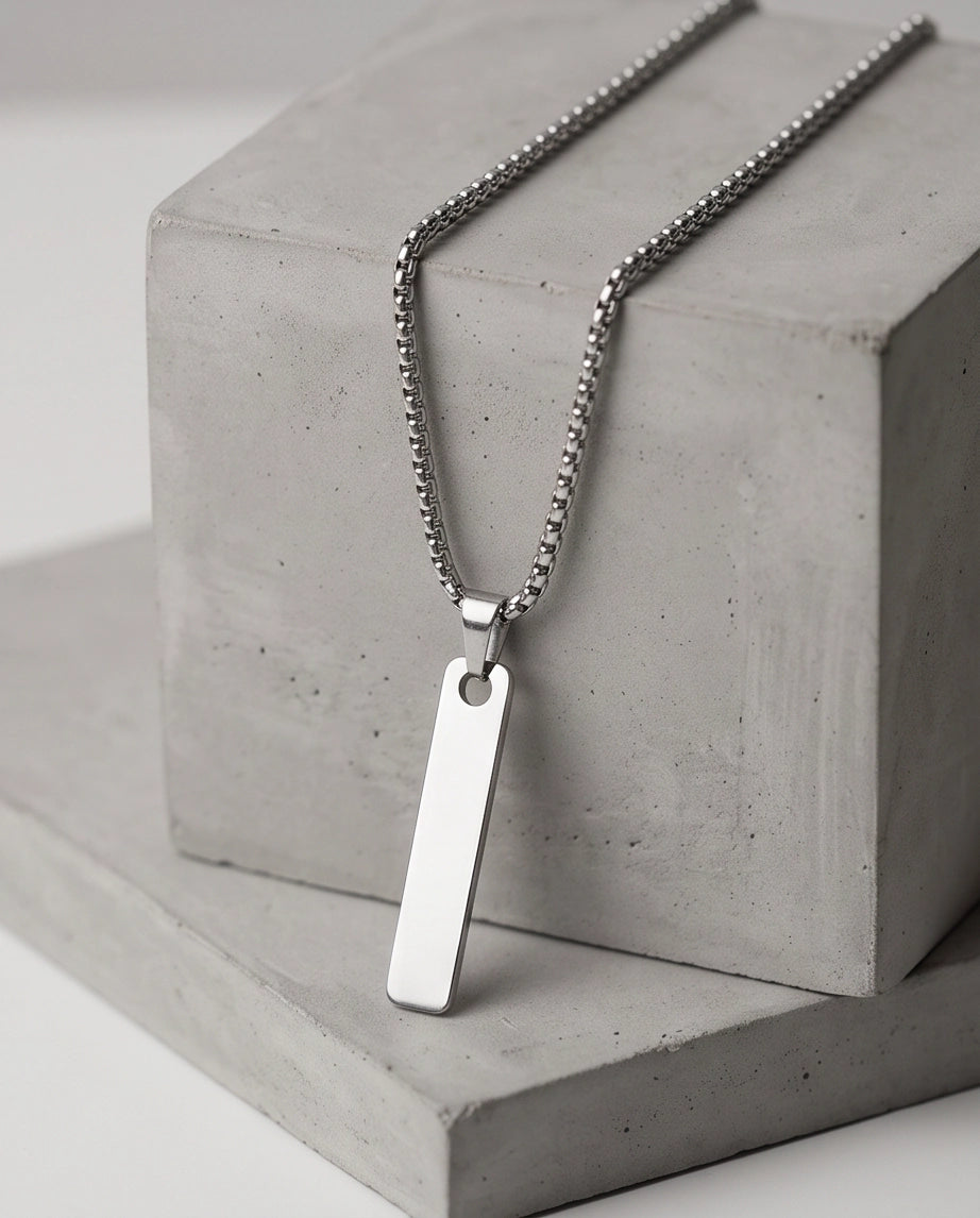 Silver Minimalist Bar Pendant Necklace