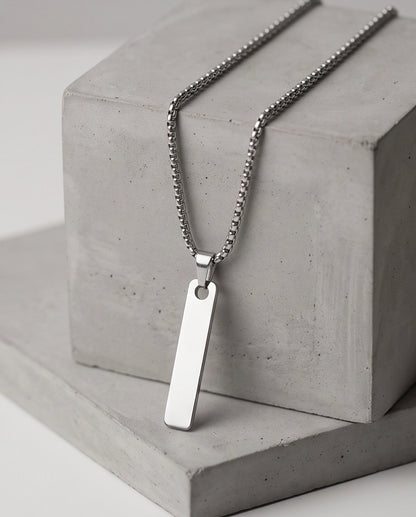 Silver Minimalist Bar Pendant Necklace