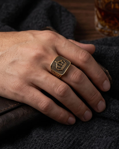 Aureate Crown Cushion Signet Ring