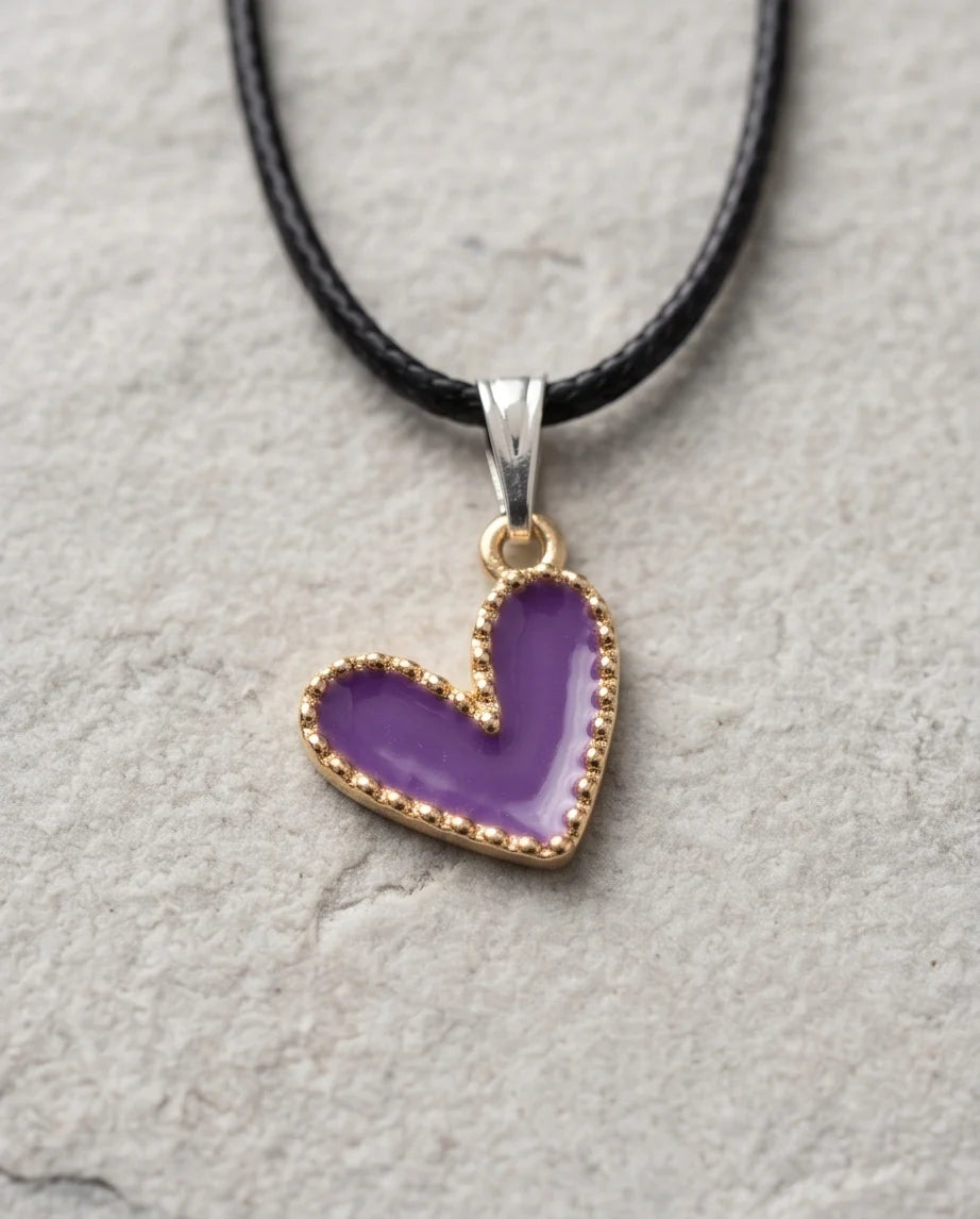 Whimsical Purple Heart Pendant