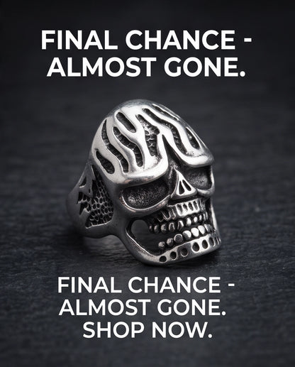 Fluted Flame-Crown Anatomical Skull Silver Ring