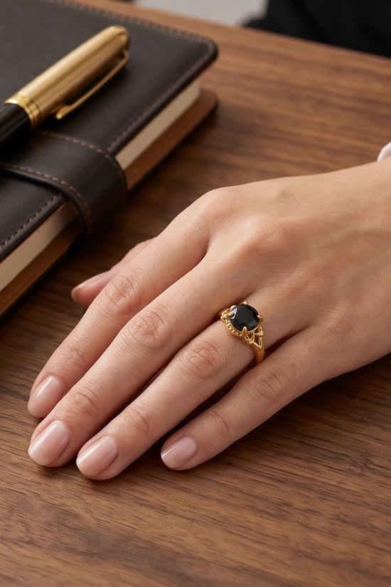 Golden Obsidian Solis Filigree Ring