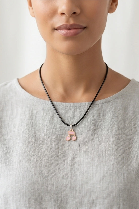 Rose Gold Pink Sixteenth Note Necklace