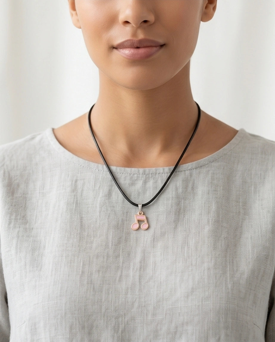 Rose Gold Pink Sixteenth Note Necklace
