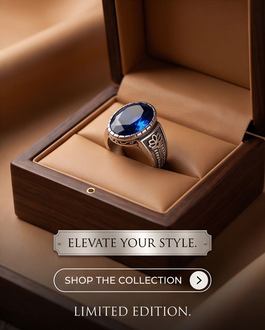 Sapphire Gemstone Notched Bezel Floral Scale Silver Ring