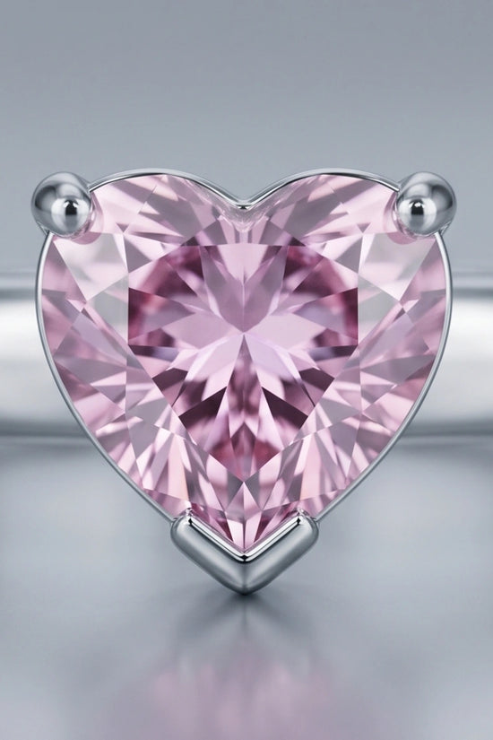 Sterling Silver Heart-Cut Pink Sapphire Solitaire Ring