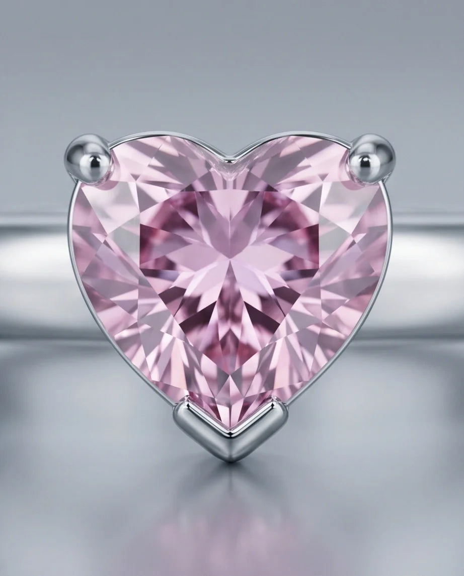 Sterling Silver Heart-Cut Pink Sapphire Solitaire Ring