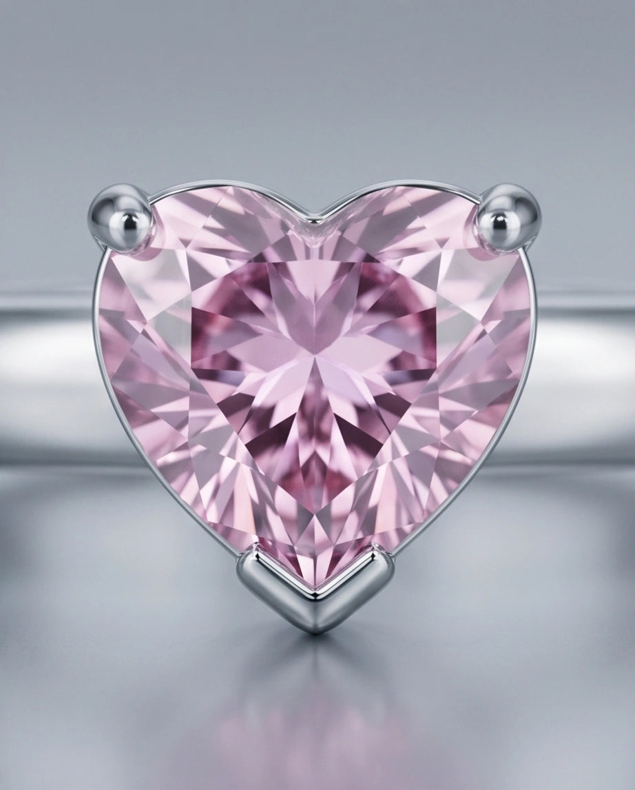 Sterling Silver Heart-Cut Pink Sapphire Solitaire Ring