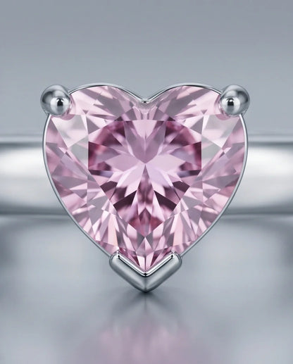 Sterling Silver Heart-Cut Pink Sapphire Solitaire Ring