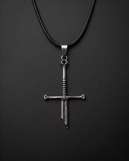 Silver Broken Sword Pendant Necklace