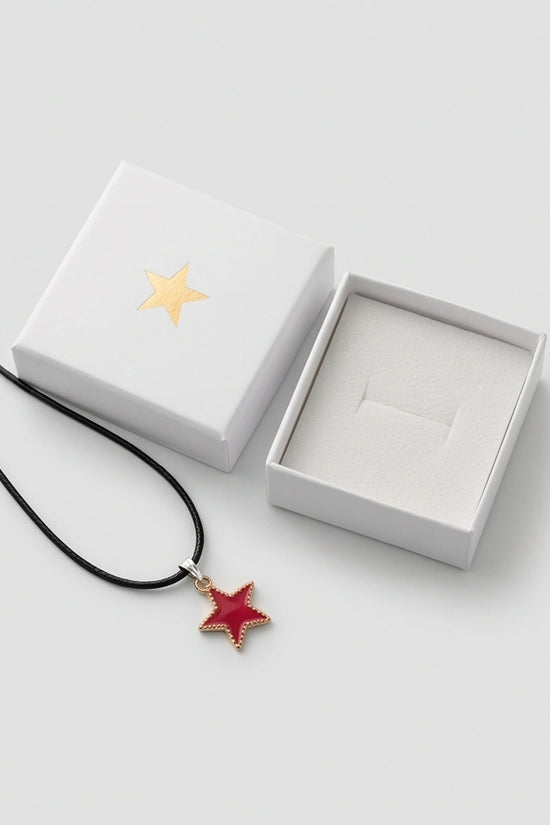 Vibrant Red Star Enamel Pendant Necklace