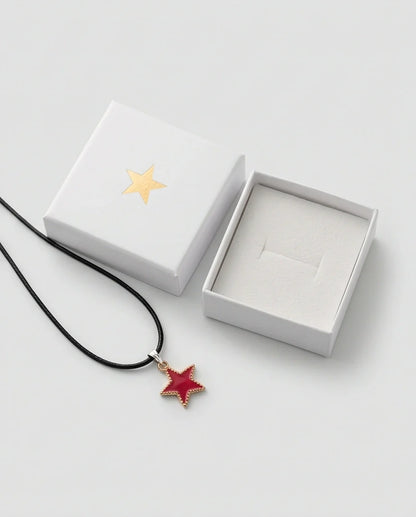 Vibrant Red Star Enamel Pendant Necklace