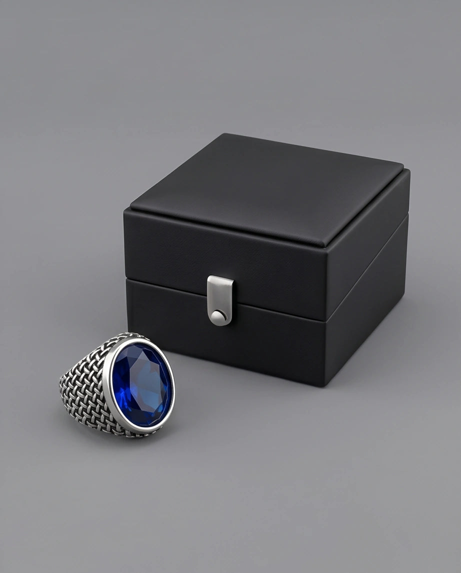 Imperial Sapphire Mesh Signet Ring