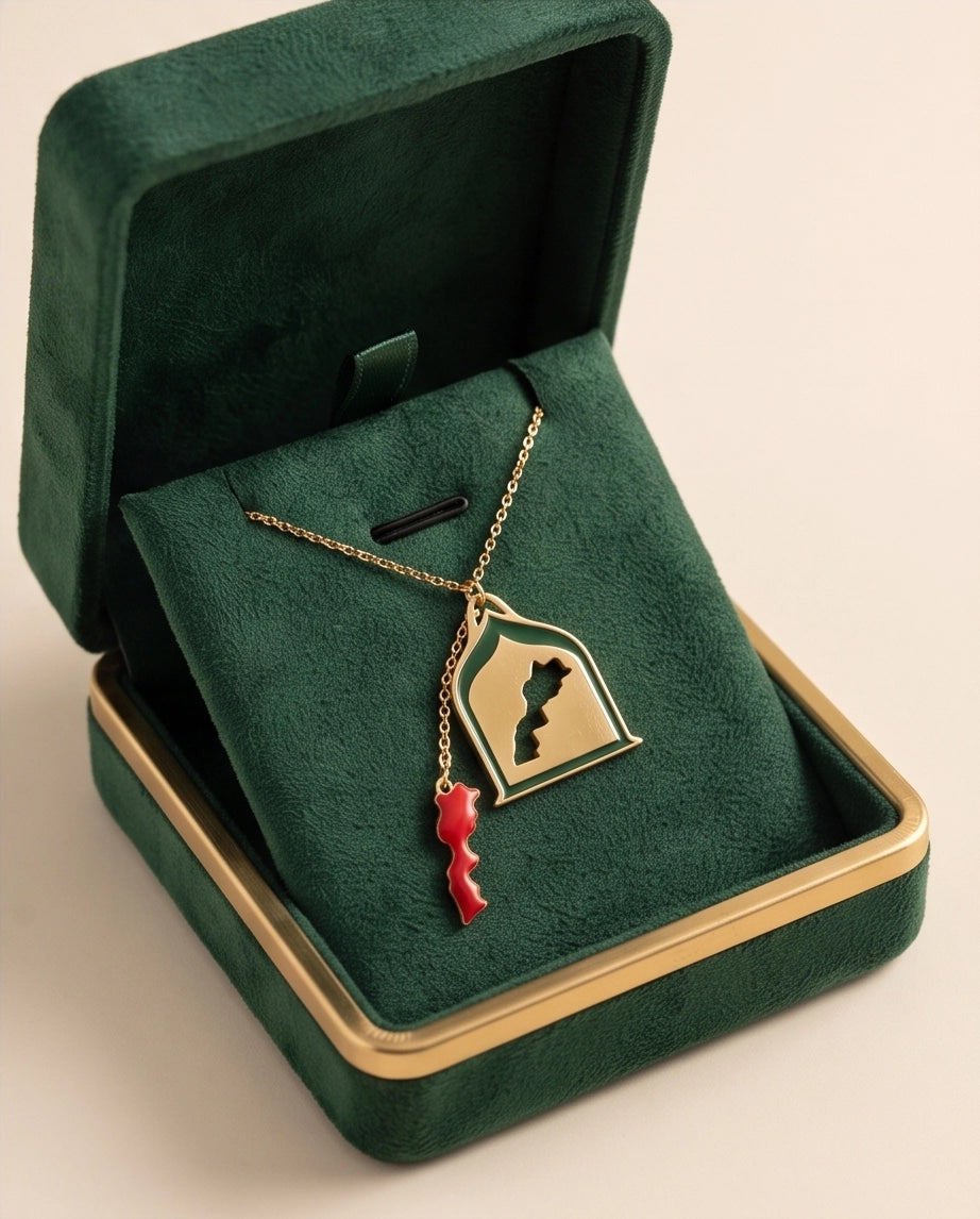 Gold Morocco Map & Arch Necklace
