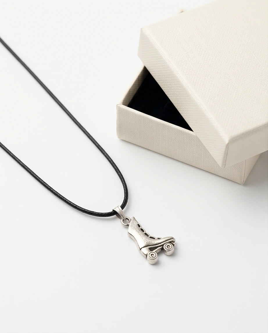 Silver Roller Skate Pendant Necklace