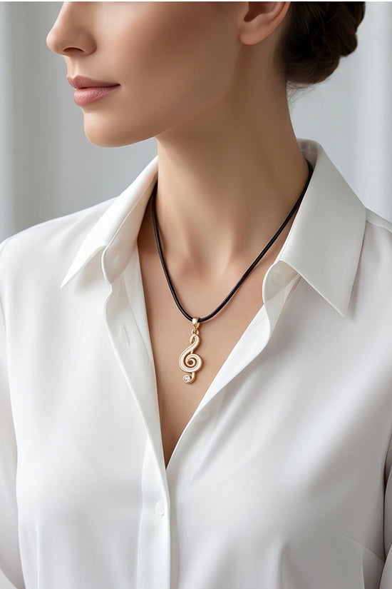 Rose Gold and White Treble Clef Necklace