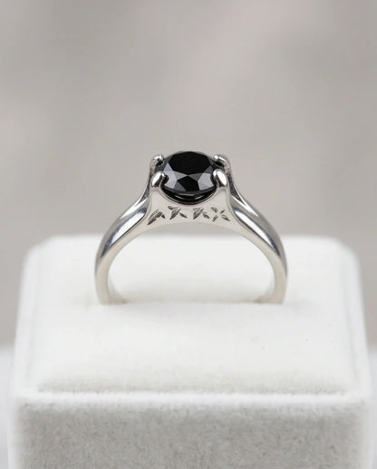 Sterling Silver Celestial Star Black Solitaire Ring