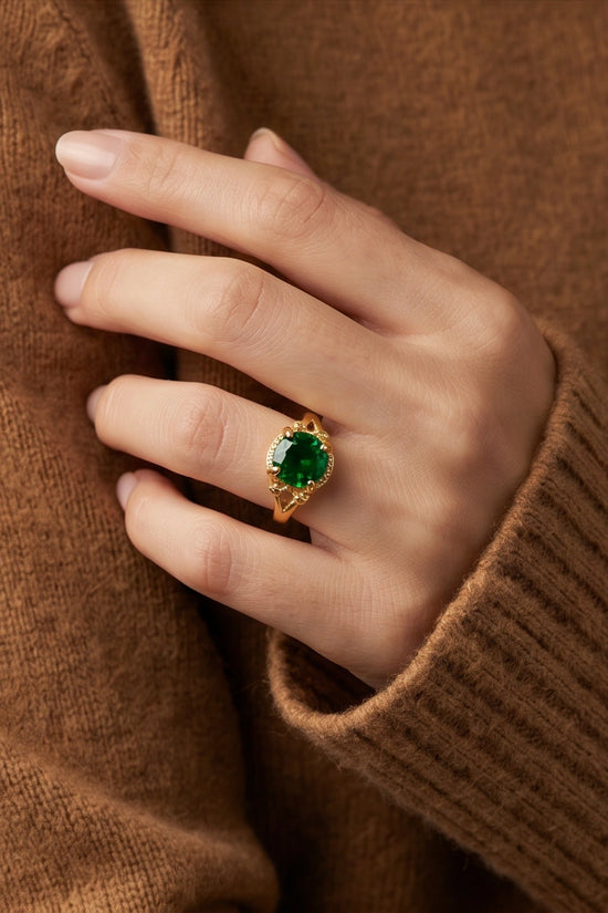 Golden Verdant Emerald Solis Ring