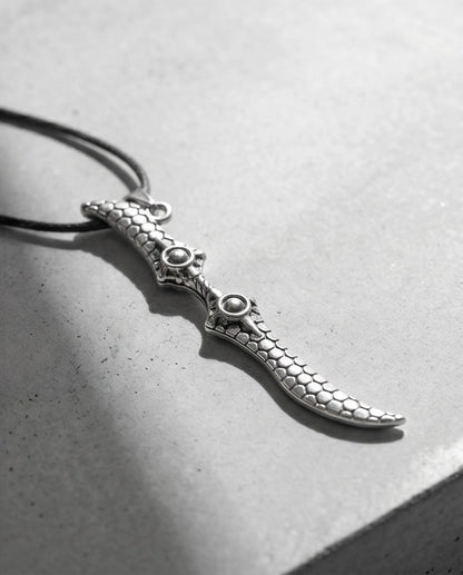 Antique Silver Scaled Dagger Pendant Necklace