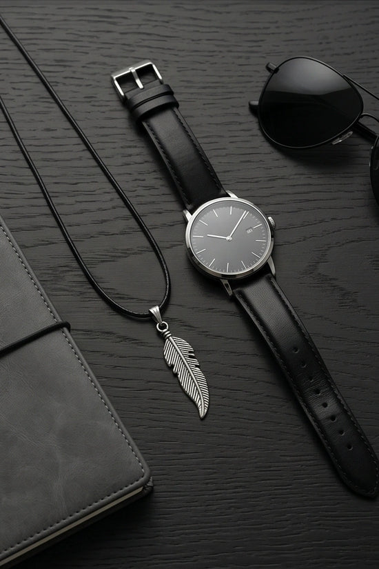 Silver Curved Retro Feather Necklace
