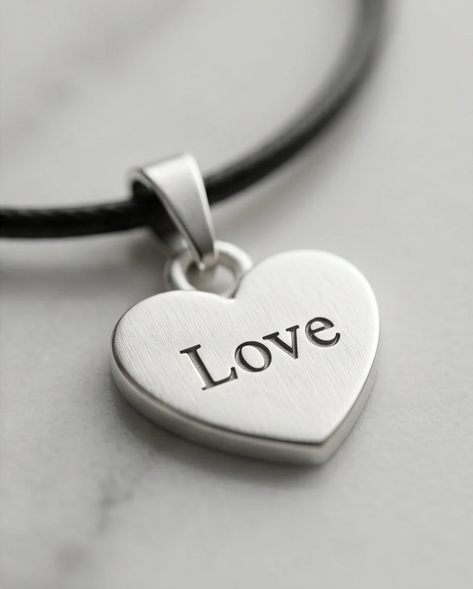 Silver Engraved Love Heart Necklace
