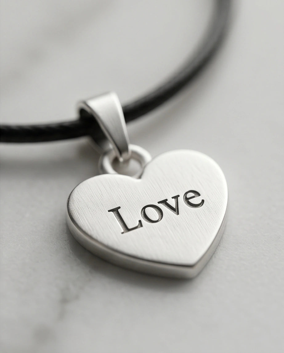 Silver Engraved Love Heart Necklace