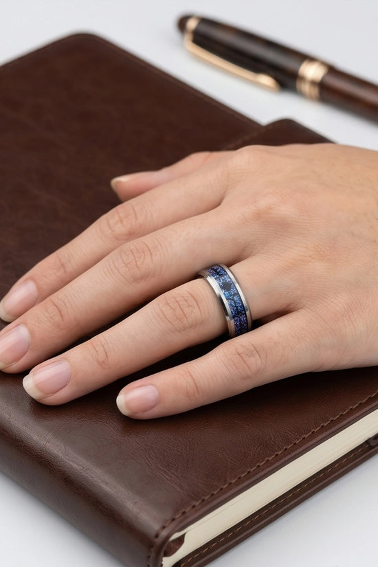 Purple Glitter Heartbeat Band Ring