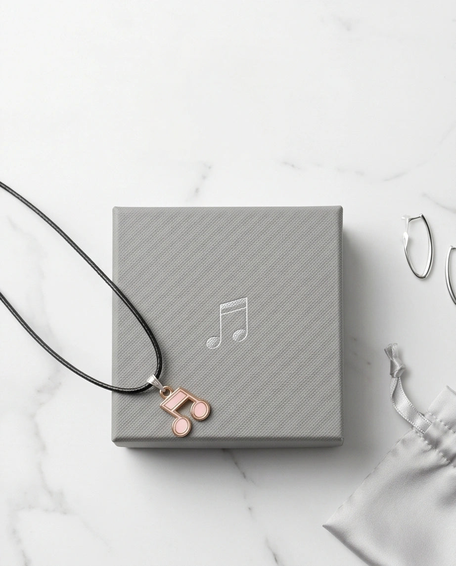 Rose Gold Pink Sixteenth Note Necklace