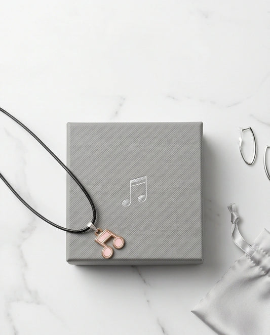 Rose Gold Pink Sixteenth Note Necklace